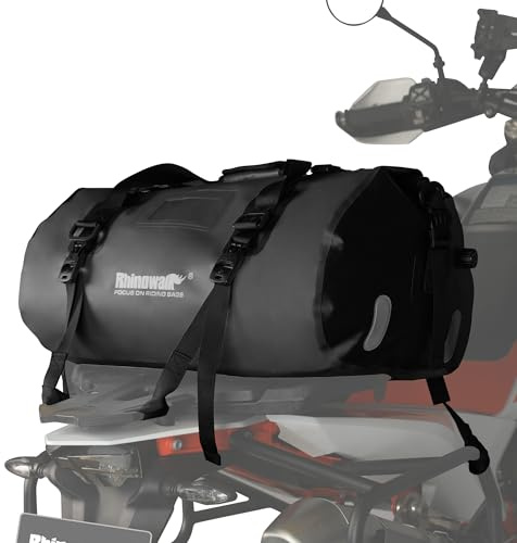 Rhinowalk Motorcycle Saddle Bag Motorbike Seat Bag 45L Travel Tail Bag Waterproof Pannier Motor Bike Accessories Powersports Luggage (Black)