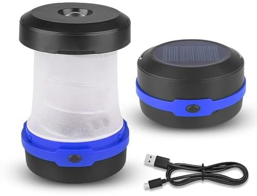 Udbrud LED Campinglampe Faltbare, 180 Lumen Solar Camping Laterne Akku Aufladbar, Dimmbare Handlampe mit 3 Lichtmodi Tragbar Zeltlampe mit USB-Kabel für Camping Angeln Wandern Jagen Notfall