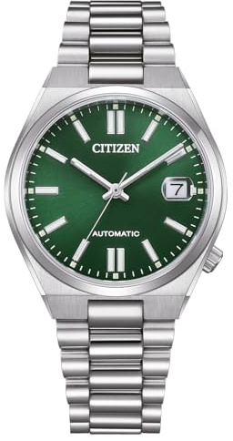 Citizen Reloj automático para Mujer con Correa de eslabones de Acero Inoxidable, 37 mm, Cristal de Zafiro, Fecha, Azul Hielo, NJ0200 en Diferentes Variantes, Plata, Moderno