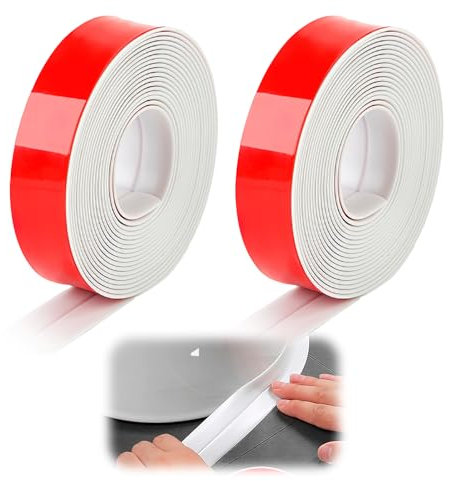 CJMUQHEHH 2 cintas de sellado autoadhesivas, impermeables, 3,2 x 22 mm, PVC blanco, para bañera, ducha, cocina, aseos y baño, resistente al moho y fácil de usar, humedad