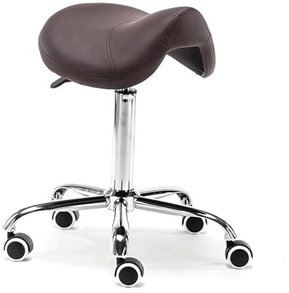 JAVPTAV Sattelhocker mit Rädern, Ledersattelhocker, Rollstuhl, bequem, hoch, for Klinik, Zahnarzt, Spa, Massagesalon, Studio