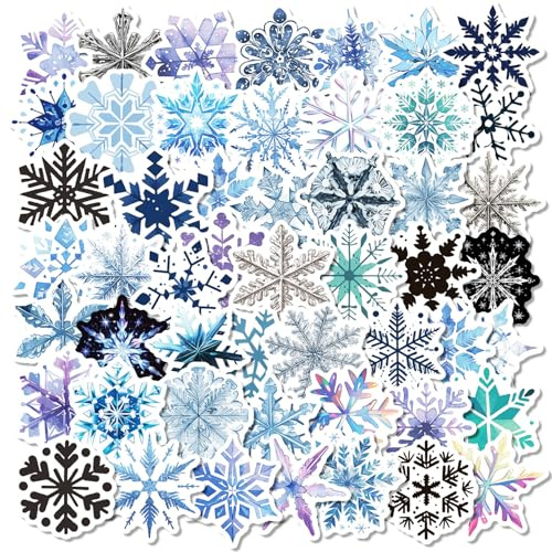 100Stk Snowflake Sticker Set, Schneeflocke Doodle Aufkleber, Winter Weihnachtsgeschenke, Laptop Wasserflasche Computer Fahrrad Aufkleber, blaue Schneeflocke Party, Geburtstag Essentials