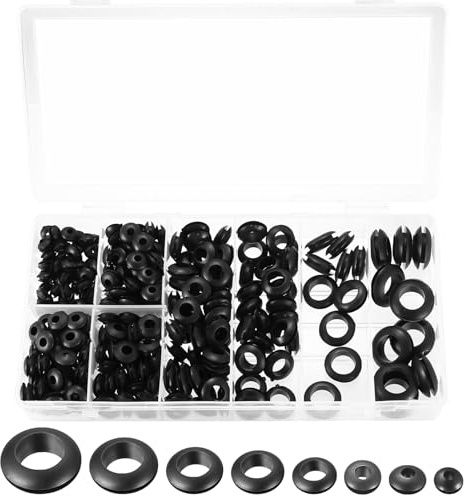 295 Pcs Pasacables de Goma Electrico Arandelas de Goma para Cables, Tapones de Gomas, 8 Tamaños Pasacables para Proteger Cables, Protección de Cable