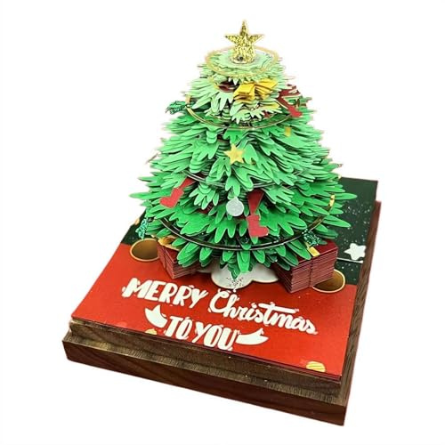 Bloc-notes 3D - Calendrier 2026 - Arbre de Noël - Calendrier de bureau 2026 avec lumière LED - Notes autocollantes 3D - Arbre de Noël - Décoration de bureau