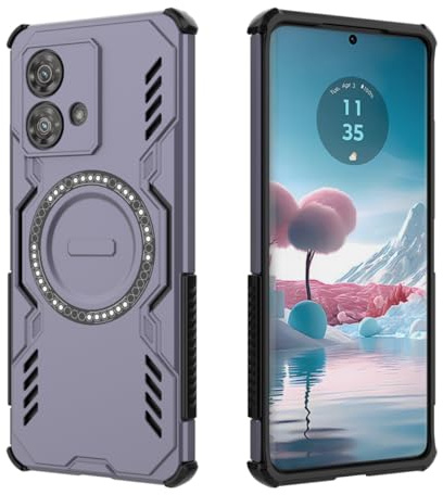 HULLIN Funda Móvil Diseño para Motorola Moto Edge 40 Neo (6.55 Inches), Carcasa Antigolpes Armadura con Anillo Magnético - Morado