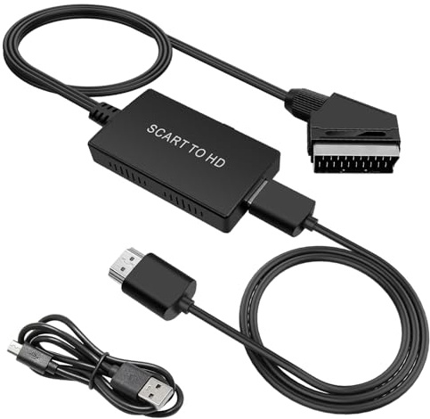 Giantdeer Convertidor euroconector a HDMI con cable, adaptador 720P/1080P para DVD, VHS, PS3, Xbox a HDTV, monitor, proyector
