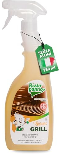 RISTOPANNO 1PZ x 750ml Decarbonizzante Forni, Griglie e Piastre in Schiuma | Sgrassatore Professionale - Detergente per Rimozione Rapida Grasso e Sporco - Pulizia Forno - Prodotti Pulizia SPLASH GRILL