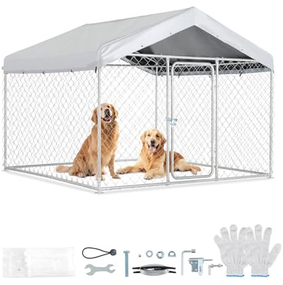 VEVOR Hundezwinger, 2x2x1,6 m, Hundehütte mit Sicherheitsschloss, Outdoor Hundehaus mit UV-Beständiger & Wasserdichter Dachabdeckung, Robuste Hundegehege/Auslauf für Große Hunde