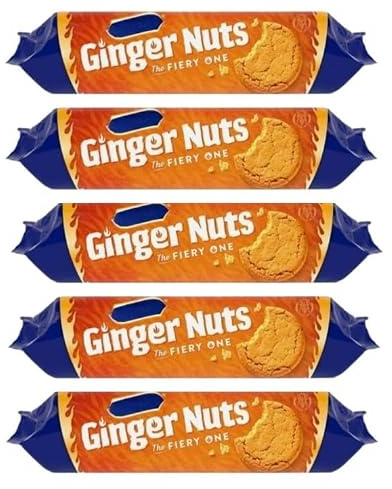 Luxury Ginger Nuts Biscuits, 250g | Deliciously spiced and crunchy biscuits | Great for snacking or Dipping | Multipack bundle | Afternoon tea biscuits to share with Friends and Family (Pack of 5)
