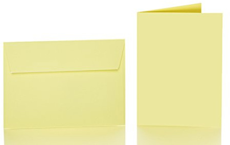 Paper24 25 Faltkarten blanko mit Umschlag 120x170 mm, Briefumschläge B6, Doppelkarten mit Umschlag sind ideal für Geburtstag in Gelb