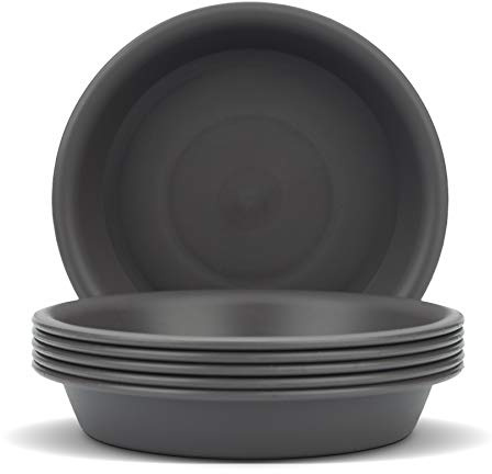 T4U Bandejas Redondas de plástico de 14 cm para Plantas suculentas para Contener goteos de Agua y Tierra (Gris Oscuro, Juego de 10)