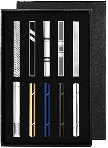 YADOCA 10 Pcs Krawattenklammer Set für Männer Herren Kupfer Metall Klassisch Krawattenklammer Bar Clip Hochzeit Geschäft mit Geschenkbox