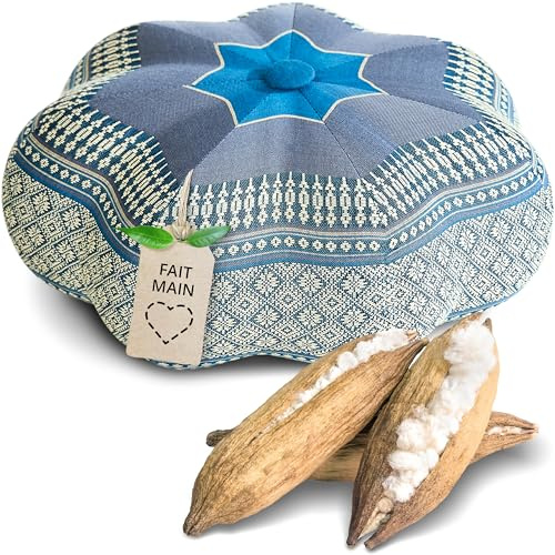 livasia Meditationskissen Stern - Ø 30x15cm - Yogakissen mit Kapok, Pouf, Bodenkissen sternförmig Yoga Zen Meditation, Zafukissen für Garten und Balkon, Sitzkissen handgefertigt