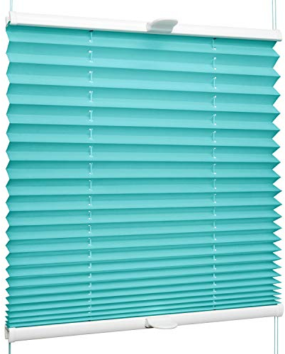 SchattenFreude Klemmfix-Plissee für Fenster | Mit Klemm-Haltern | Ohne Bohren | Türkis, Breite: 125cm x Höhe: 130cm