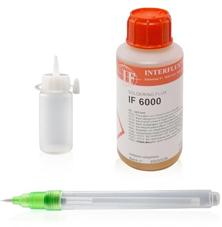 GALLUNoptimal Flussmittelstift 10 ml unbefüllt mit Nylonpinsel inkl. Nachfüllflasche und 100 ml Interflux IF6000 Flussmittel