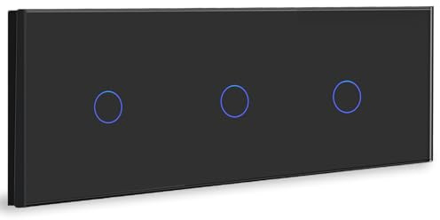 BSEED - Interruptor táctil de pared, color negro, triple 1 pandilla, 1 vía, interruptor de luz con luz LED, interruptor táctil con panel de vidrio templado 500 W, 240 V