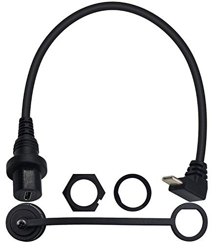 Duttek USB C Panel Mount Cable, UP & Down Angled USB C Male to Female Mount Extension Dash Flush Cable for Car, Boat, Motorcycle, Truck Dashboard 30cm/12 Inch