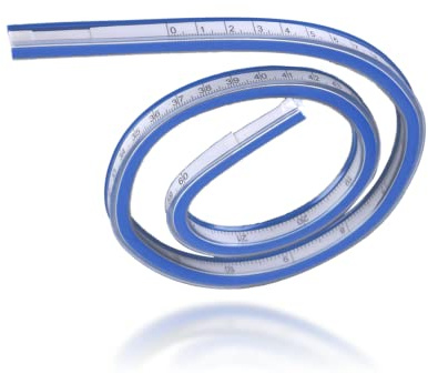 Flexibles Kurvenlineal, Entwurf Einer Flex-Entwurfsregel zum Zeichnen und Nähen, Kurvenlineal Gebogenes Lineal, Biegbares Lineal, Kunststoff-Blau-Weiß-Kurven-Flex-Designlineal(60cm)