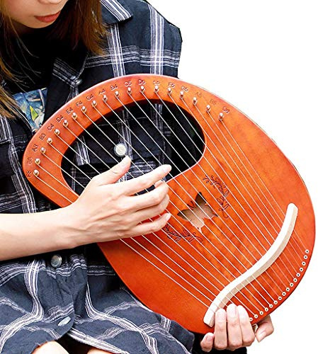 Harfe Instrument Lyre, 16 Saiten Leier Instrument, 16 Saiten Mahagoni Lyre, Haltbare Leierharfe, Gravierte Entwurf mit Tragetasche Stimmschlüssel Reinigungstuch, 16 Strings