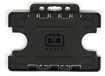 Double-Sided ID Card Holder – Pack of 2 (Black) | Rigid Plastic Badge Holder for Work, Office, Events, Staff, Security, and Access Cards - Credit Card Size (86x54mm)