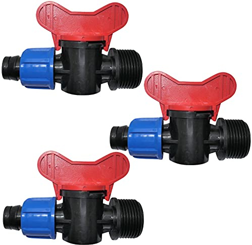 AERZETIX - C48601 - Lot de 3 robinets d'arrêt 16x26mm pour tuyau d'arrosage plat Ø16mm pression 4 bars - vanne filetage externe pour système d'irrigation goutte à goutte