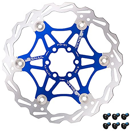 JaneEyre Disco freno galleggiante per bicicletta, 160 mm/180 mm/203 mm, con 6 viti per mountain bike (Blu 180 mm)
