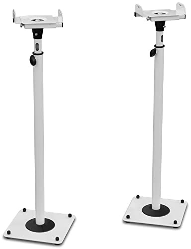 Drall Zwei weiße Lautsprecher Stative Audio Monitore Satelliten Ständer höhenverstellbar mit Kabelkanal Modell: LS-1W