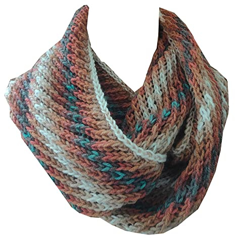 Wollschal Loop XXL ca. 124 cm lang Schal handgestrickt Farbverlauf Schlauchschal Loopschal Rundschal Schlauchtuch gestrickt
