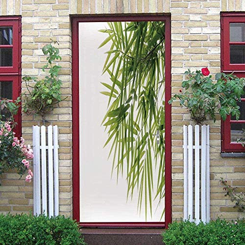 3D Türaufkleber Für Innentüren 90X200Cm Grünpflanze Bambus Modern Selbstklebende Türposter Wandbild Wasserdichte Wandtattoo Pvc Türfolie Tapete Schlafzimmer Badezimmer Küche Home Deko