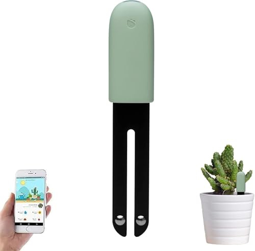 Soil Moisture Meter, Plant Water Monitor, Automatically Detect Humidity, Temperature, Light, Fertility, Can Connect to Mobile Phone via Bluetooth, Hygrometer Sensor for Indoor Plants, for HHCC (Green