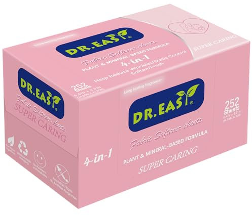 DR.EASY Dryer Sheets Plant Based Formula 252 Ct Fabric Softener sheets for Laundry super caring Essential Oil Scented No Artificial Fragrances No Dyes Reduce Static & Wrinkles Help Repel Pet Hair