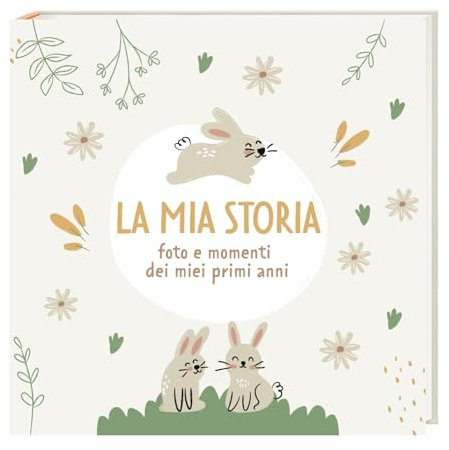 HuBorns - Album Nascita Bambina e Bambino per Incollare Foto e Scritte con +50 Pagine e Adesivi, Album Fotografico Neonato per il Primo Anno fino a 5 Anni, Ideale per Regalo Nascita (Italiano)