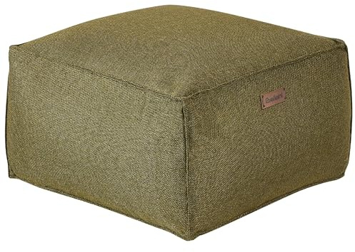 Beliani Pouf Sitzpouf Sitzhocker Leinenoptik grün 50x50 cm Quadrat Modern Skandi Mukki