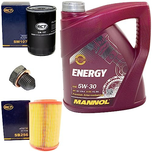 Motoröl Set 5W30 4 Liter + Ölfilter SM107 + Ölablassschraube 12281 + Luftfilter SB256