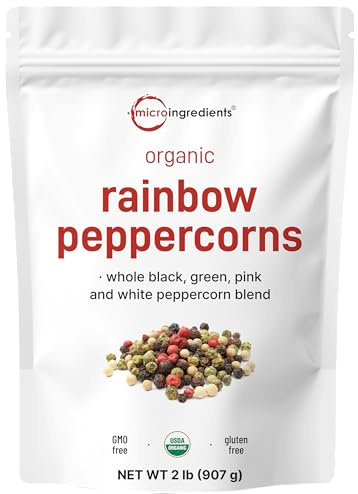 Micro Ingredients Organic Whole Rainbow Peppercorns, 2lbs | Premium Whole Peppercorns for Grinder Refill | Great for Seasonings, Meats & Vegetables | Additive Free, Non-GMO, Bulk Supply