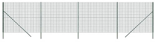 vidaXL Cerca de Alambre, Valla de Malla con Postes, Cercado de Cadena, Borde para Recinto de Jardín Patio, Acero Galvanizado Verde 1,4x10 m