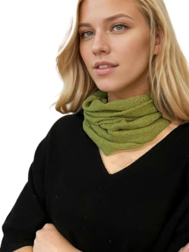 Prettystern Damen Loop-Schal aus Kaschmir-Wolle Strick-Schal warm Winter Halstuch Schlauch-Schal Rundschal Halstuch Grün