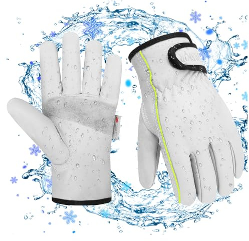 SLARMOR Winter Arbeitshandschuhe für Damen und Herren,Leder Thermo Arbeitshandschuhe mit Thermo Baumwollfutter,Winter Thermo handschuhe für Straßenreinigung, Holzeinschla