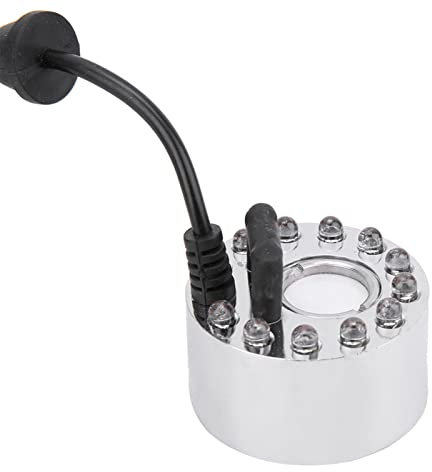 Pissente Brumisateur D'Aquarium, 12 LED Colorées pour Réservoir Fontaine Petit Brumisateur de Bassin Humidificateur d'air Ultrasons Mist Maker Fogger Fontaine d'eau étang atomiseur