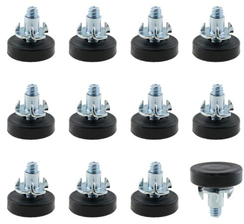 Heyous 12PCS Adjustable Table and Chair Feet Levelling Feet Black 1/4-20 Threaded Female Furniture Levelling Feet with T Nut for Table Chair Kitchen Cabinet and Dresser