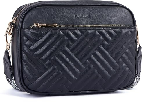 Roulens Gesteppte Damen Handy Umhängetasche, Veganes Leder Handy Schultertasche, Crossbody Bag für Damen mit Verstellbarem Breiter Gurt