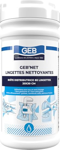 GEB'NET Lingettes nettoyantes et dégraissantes multi-usages : mains, outils, supports. 80 lingettes
