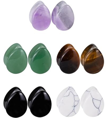Beydodo Ohr Tunnel, Ohr Plug 6/8/10/12/14/16MM Tropfen Stein Tunnel Piercing Ohr Expander 10er Set Multicolor