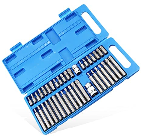 PLACKE 40 stücke 1/2in 3 / 8in Adapter Drive Schaft Hex Torx Xzn Spline-Stern-Schlag-Sockel Set Metrische Sockel Set Ratschen-Treiber-Sockel-Schlüssel