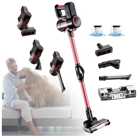 MeLtor Lavapavimenti Senza Filo Asciutto e Umido,Luci LED,5 in 1 Lavasciuga Pavimenti Senza Filo per Pulizia Domestica/Capelli/Polvere/Lavapavimenti