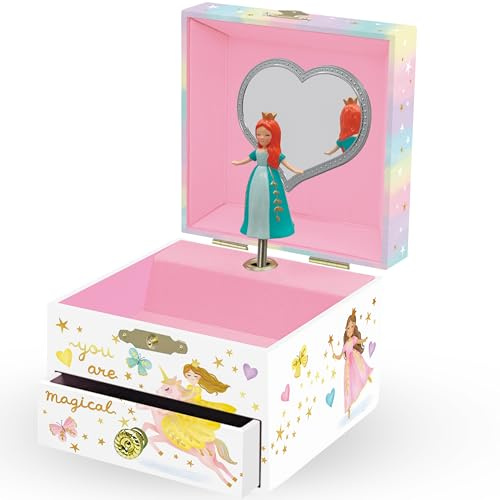 Giggle & Honey® Prinsessa Musikaliskt Smyckeskrin för Flickor Speldosa för Barn med Lådor, Prinsessa Gåvor till Små Flickor på Födelsedagen, Prinsessa Smyckeskrin för Åldrarna 3-10