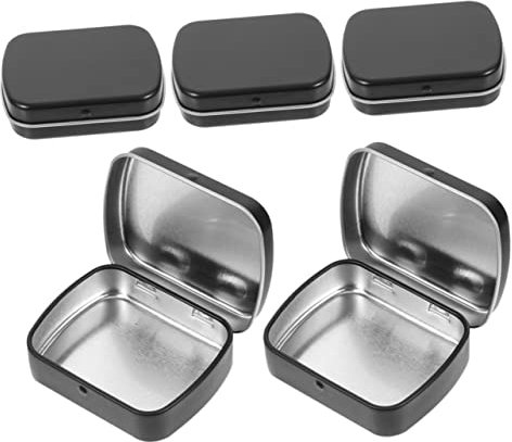 NUOBESTY Kleiner Eisen Aufbewahrungsbox 5 Stück Tragbare Kleine Blechdose Mit Deckel Rechteckiger Metallbehälter Organizer Für Schmuck Süßigkeiten Und Kleinteile