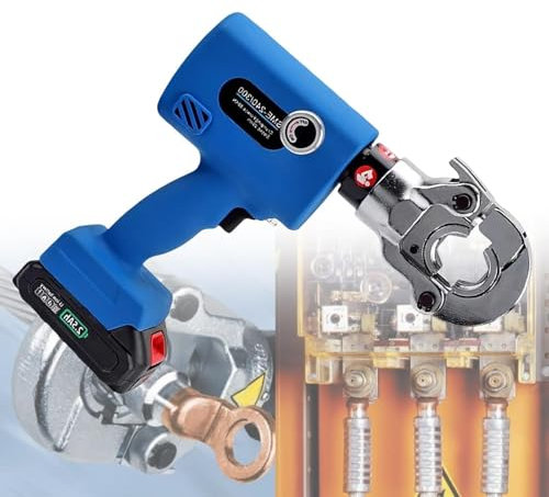 LKYLGYU Pinza crimpatrice per terminali a Filo Senza Fili Ricaricabile da 80 KN, Pinza idraulica Automatica da 16-300 mm²/10-300 mm², Adatta per ingegneria energetica, edilizia (300)