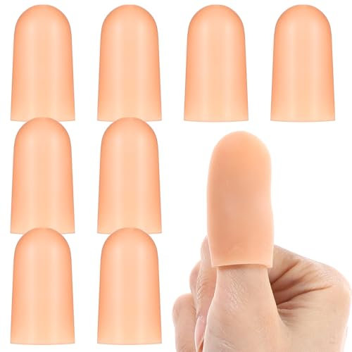 Ptwola Ditalini in silicone, 8 pezzi, impermeabili, morbidi, con punta delle dita, per il pollice, guanti avvolgenti per le fessure, ferite, tagli e mordere, sollievo dal dolore