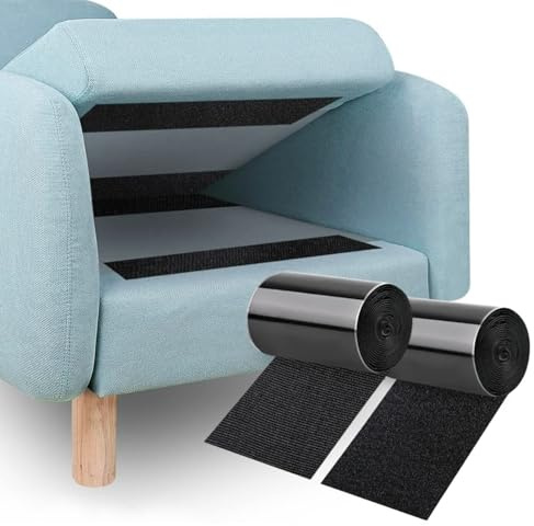 Cuscino antiscivolo per divano, 11 cm x 6 m, con gancio arrotolato e nastro ad anello con forte adesivo per superfici lisce, cuscinetti in nylon per evitare che i cuscini del divano scivolino o